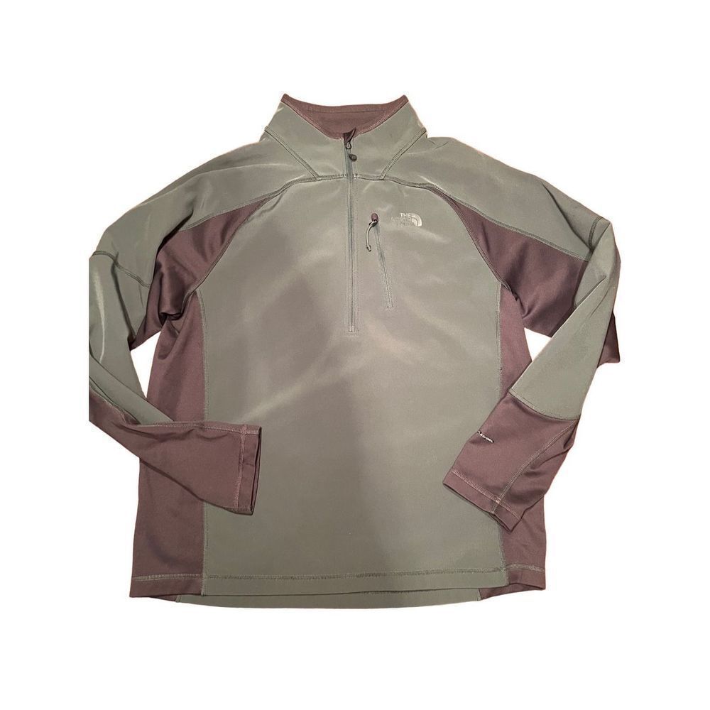 The North Face Men's Quarter Zip Pullover Jacket  Green Large Flash Dry